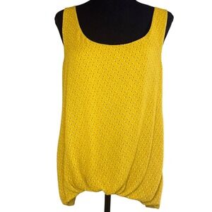 Ann Taylor LOFT Women Yellow White Black Floral Blouse Tank Top‎ Shirt Sz Medium